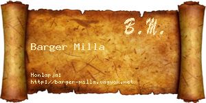 Barger Milla névjegykártya